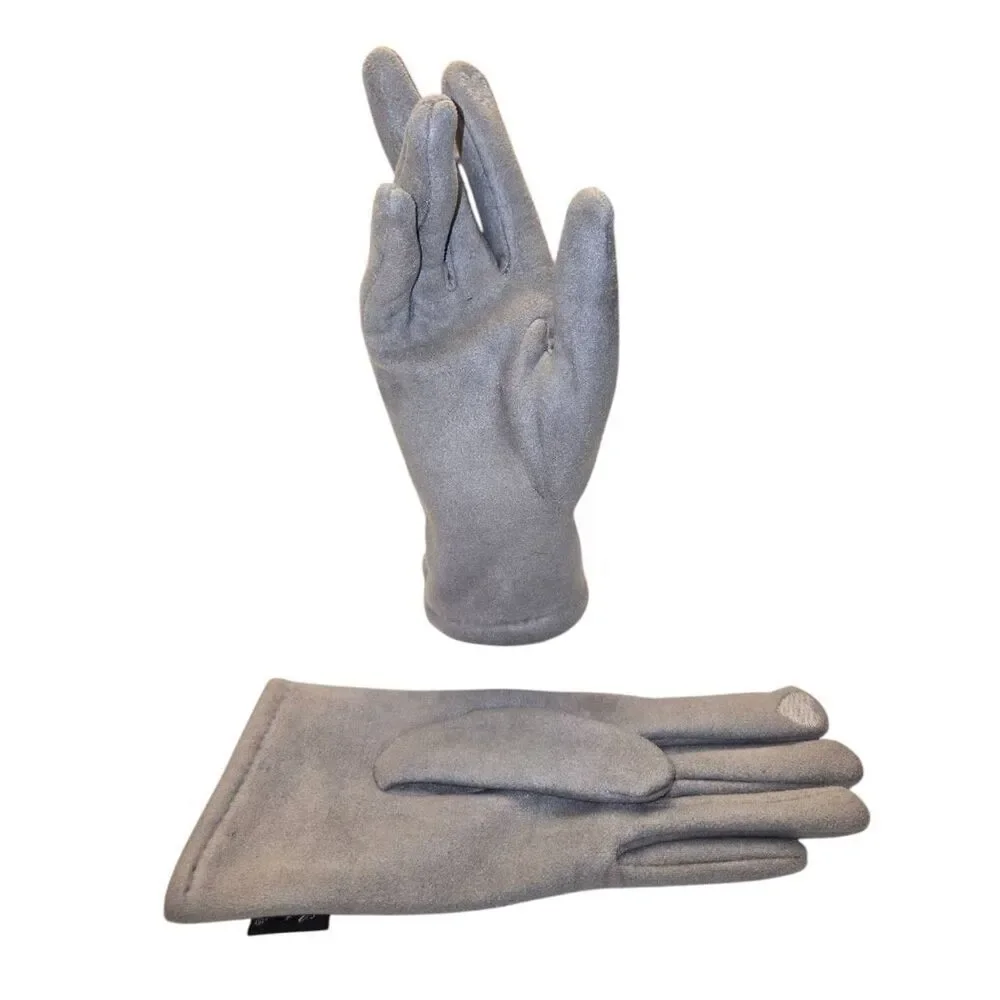 Antonio Women's Size M Grey Faux Suede Rhinestone Embellished Gloves